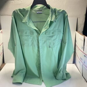 Columbia Omni-Shade Mens UPF Long Sleeve Vented Shirt Green Size XL